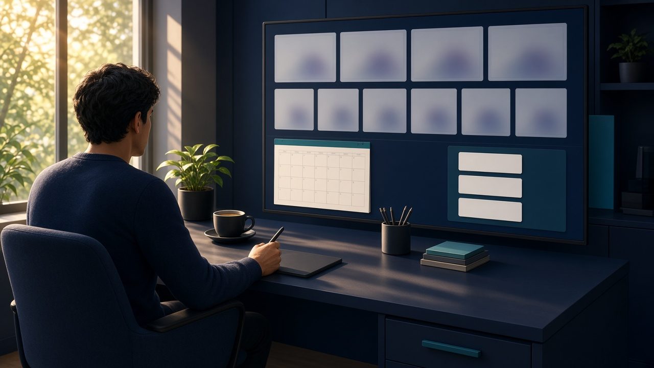 Conceptual illustration of a morning command desk. Not live operator data.